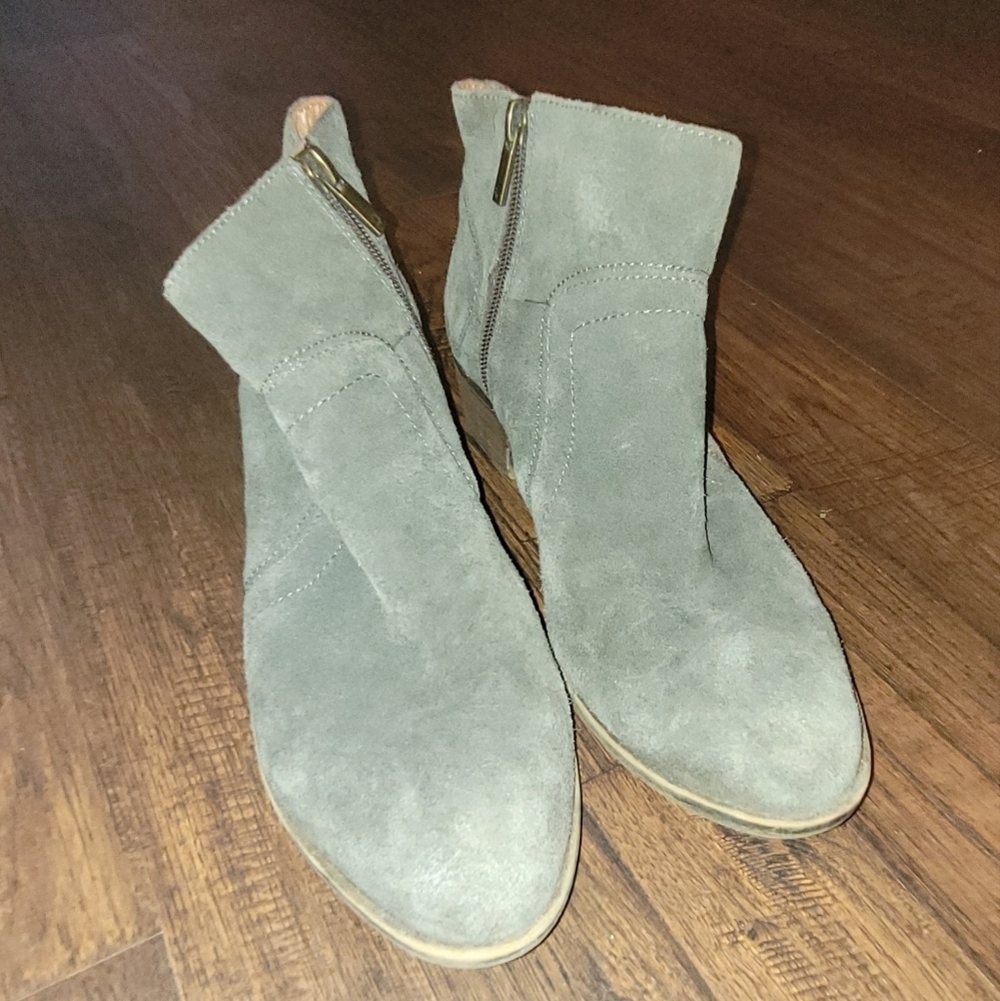 Lucky Brand Suede Ankle Boots in Sage Green